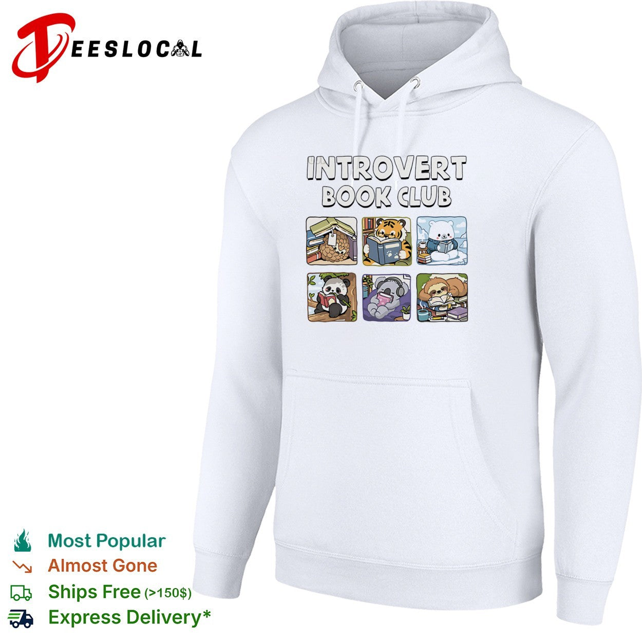 Pangolin panda tiger polar bear koala and sloth introvert book club shirt