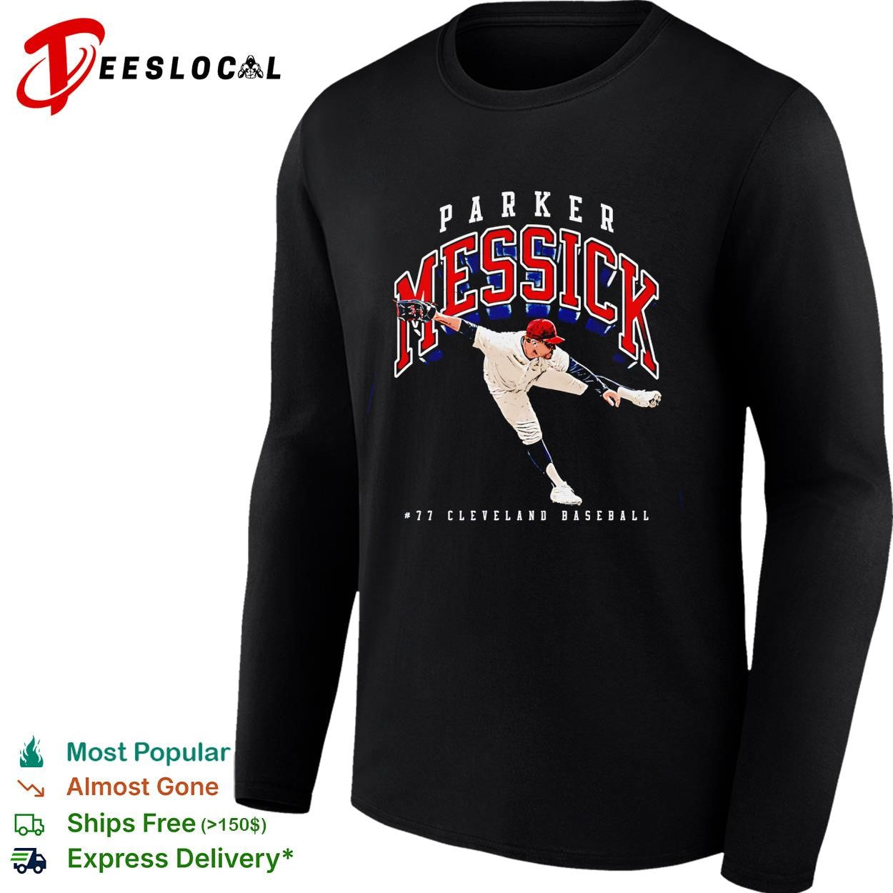 Parker Messick 77 Cleveland Guardians MLB pitching graphic shirt