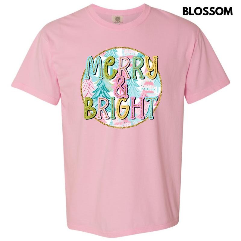 Pastel Merry & Bright Trees Comfort Colors T-Shirt 'NLB'