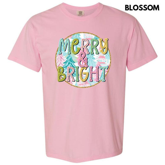 Pastel Merry & Bright Trees Comfort Colors T-Shirt 'NLB'