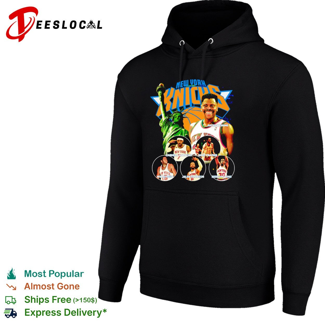 Patrick Ewing Carmelo Anthony Walt Frazier Willis Reed Jalen Brunson Bernard King New York Knicks shirt