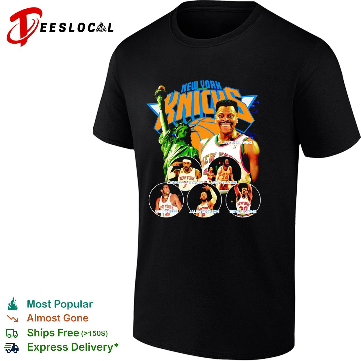 Patrick Ewing Carmelo Anthony Walt Frazier Willis Reed Jalen Brunson Bernard King New York Knicks shirt