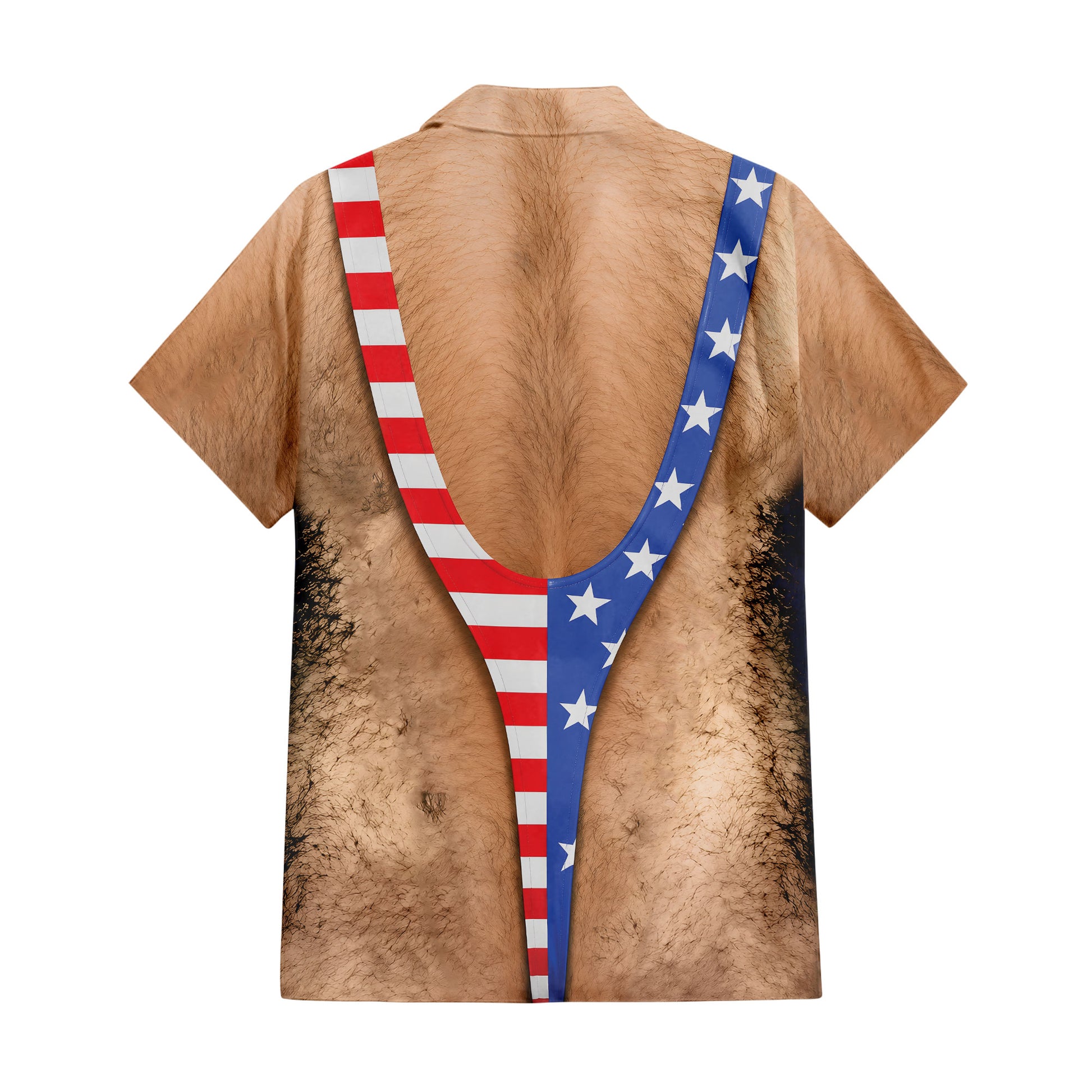 Patriotic Chest Hair Illusion 4th Of July Hawaiian T Shirt