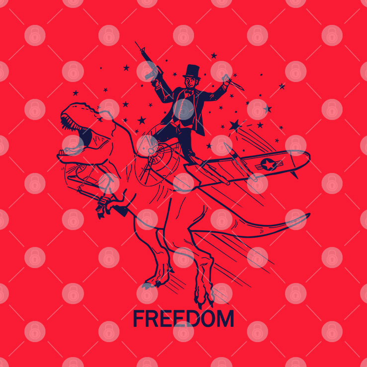 Patriotic Lincoln Riding Dinosaur USA Freedom T Shirt