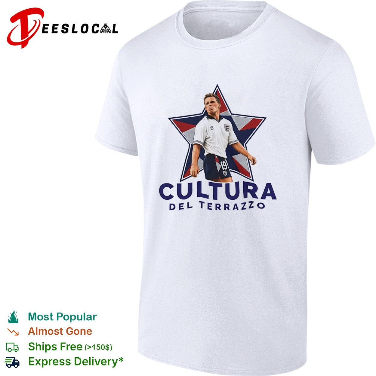 Paul Gascoigne England National Team Cultura del Terrazzo football soccer shirt