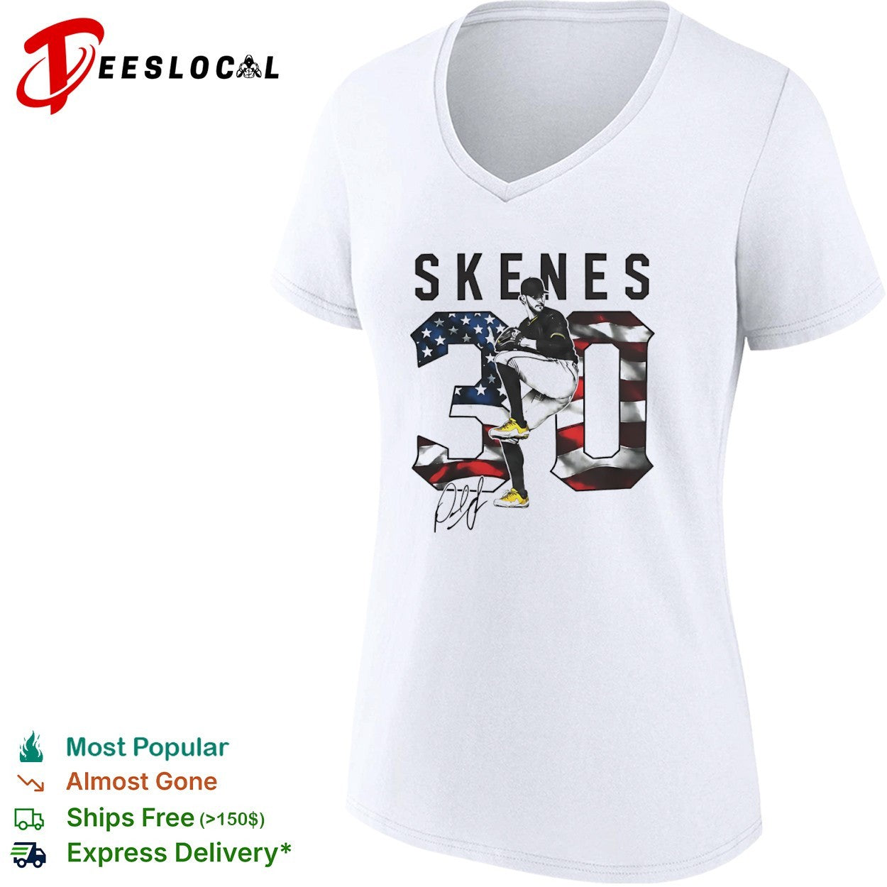 Paul Skenes Pittsburgh Pirates MLB Skenes 30 American Flag signature shirt