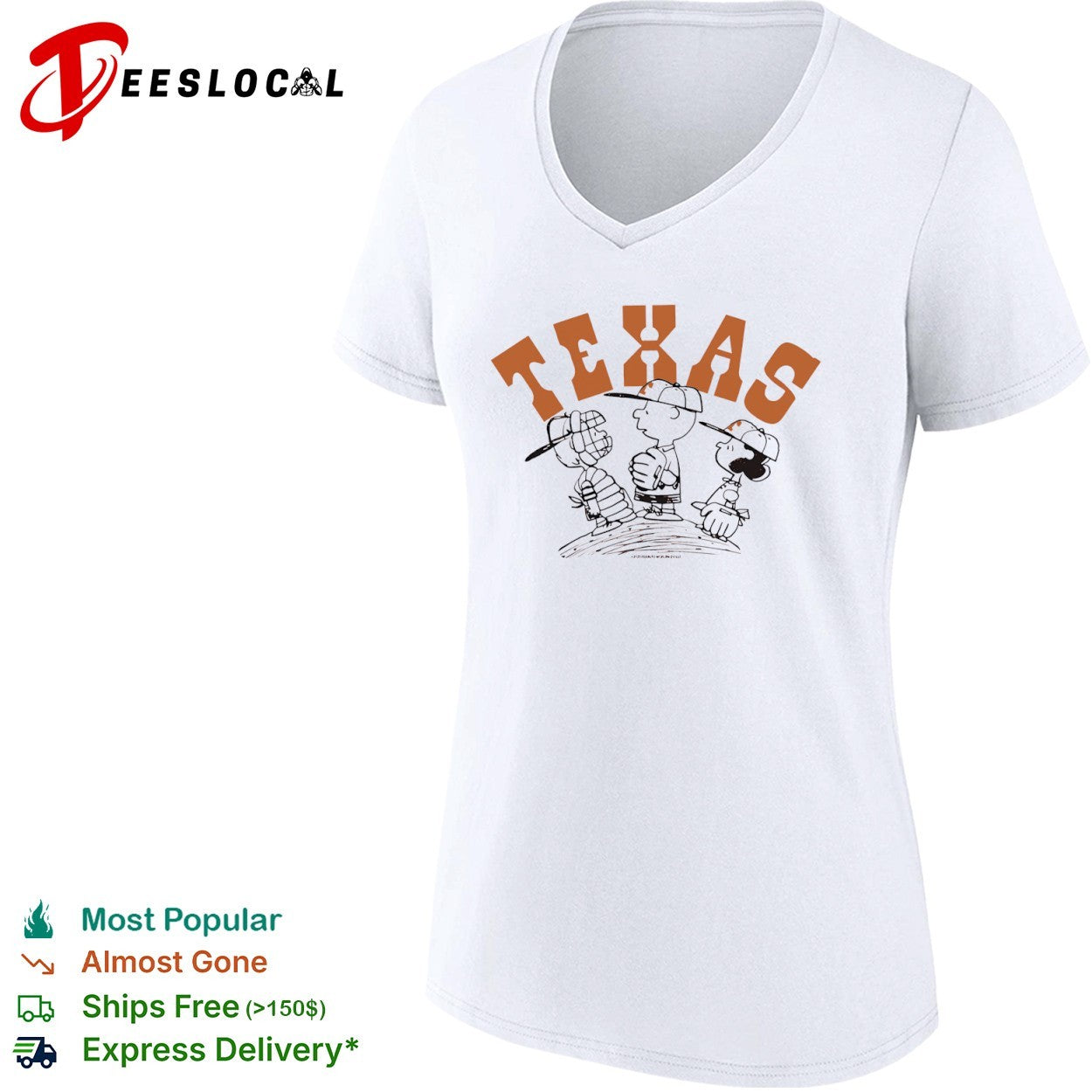 Peanuts Charlie Brown Lucy Linus Texas University of Texas Baseball Logo shirt