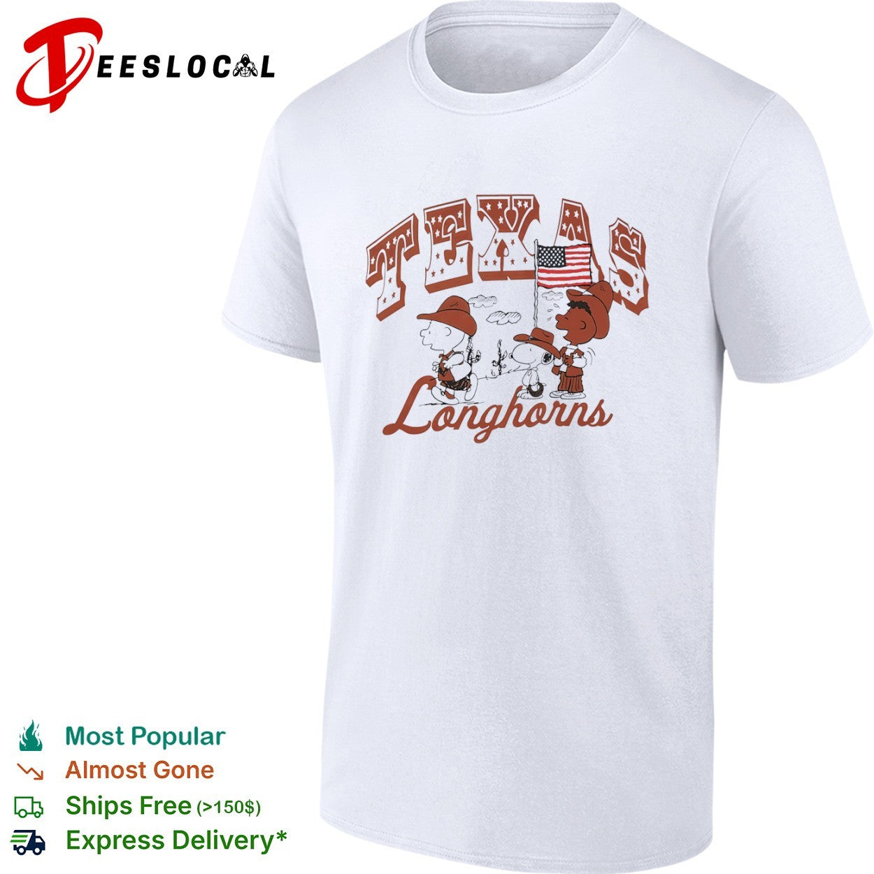 Peanuts Charlie Brown Snoopy Franklin Texas Longhorns NCAA Shirt