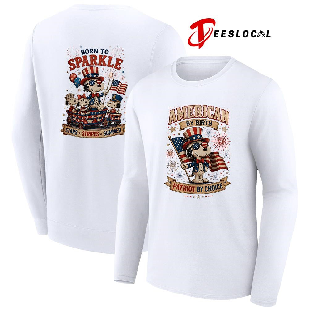 Peanuts Snoopy American by birth Patriot by choice born to sparkle shirt
