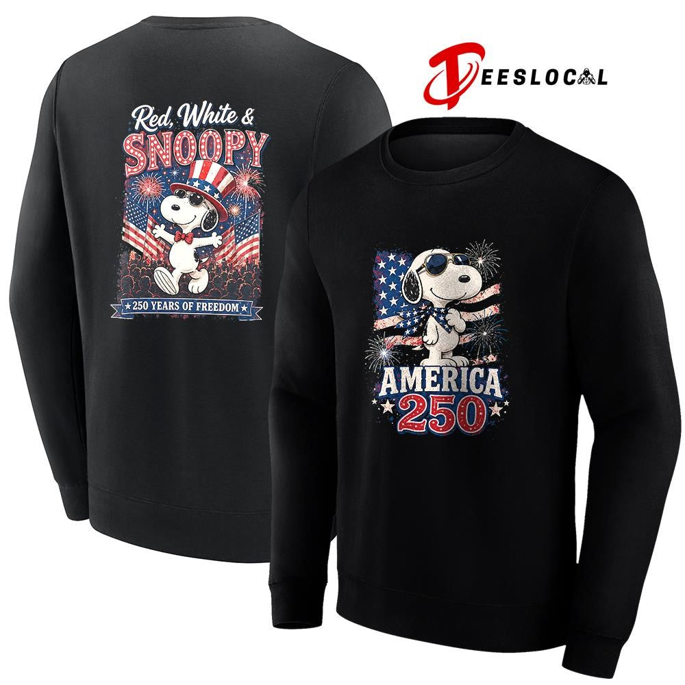 Peanuts Snoopy red white and 250 years of freedom America graphic shirt