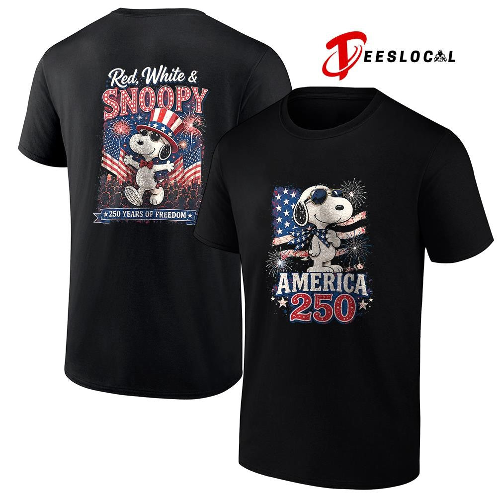Peanuts Snoopy red white and 250 years of freedom America graphic shirt