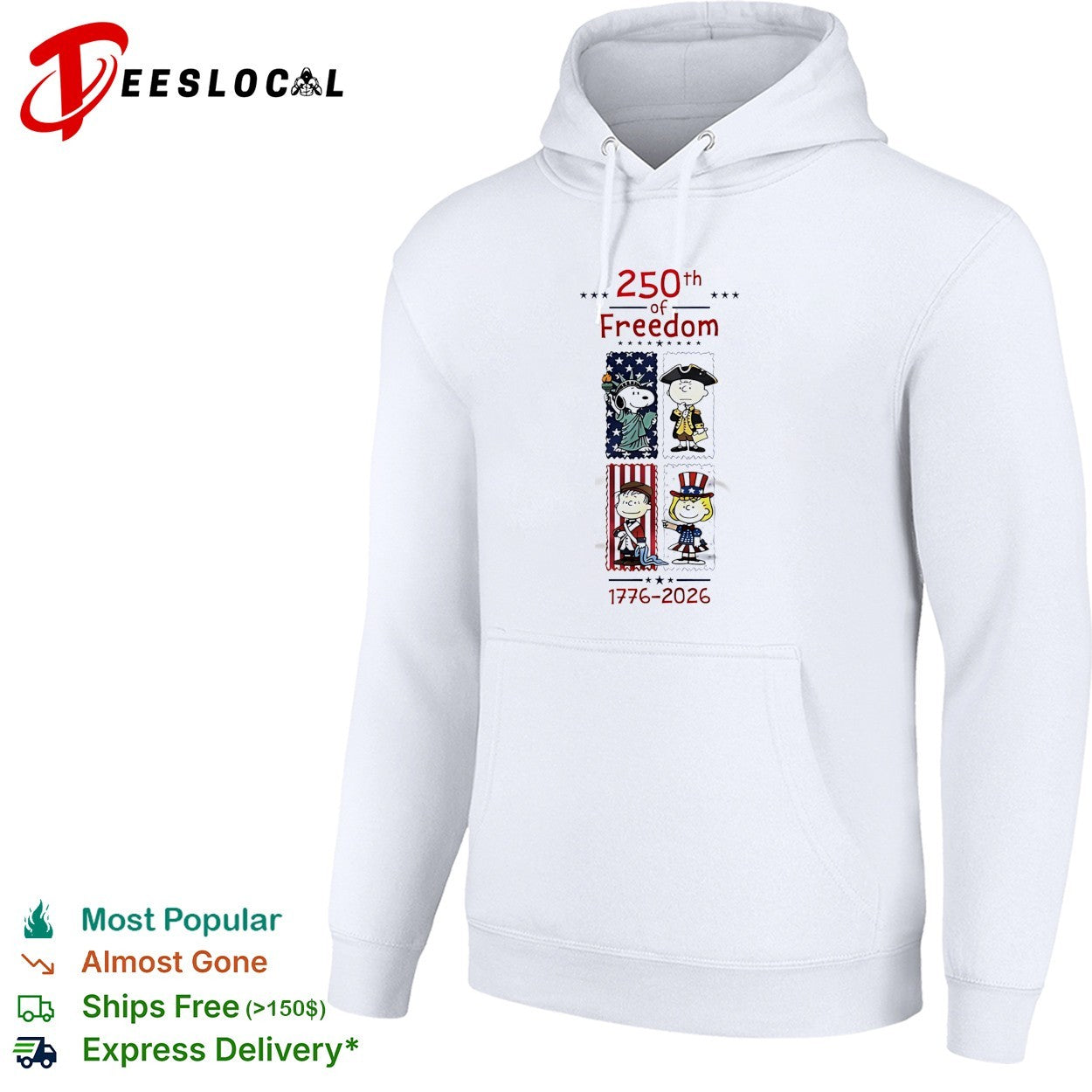 Peanuts characters 250th of freedom 1776 2026 patriotic stamp portraits shirt