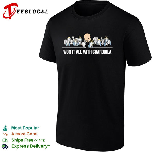 Pep Guardiola Manchester City trophies won it all with shirt