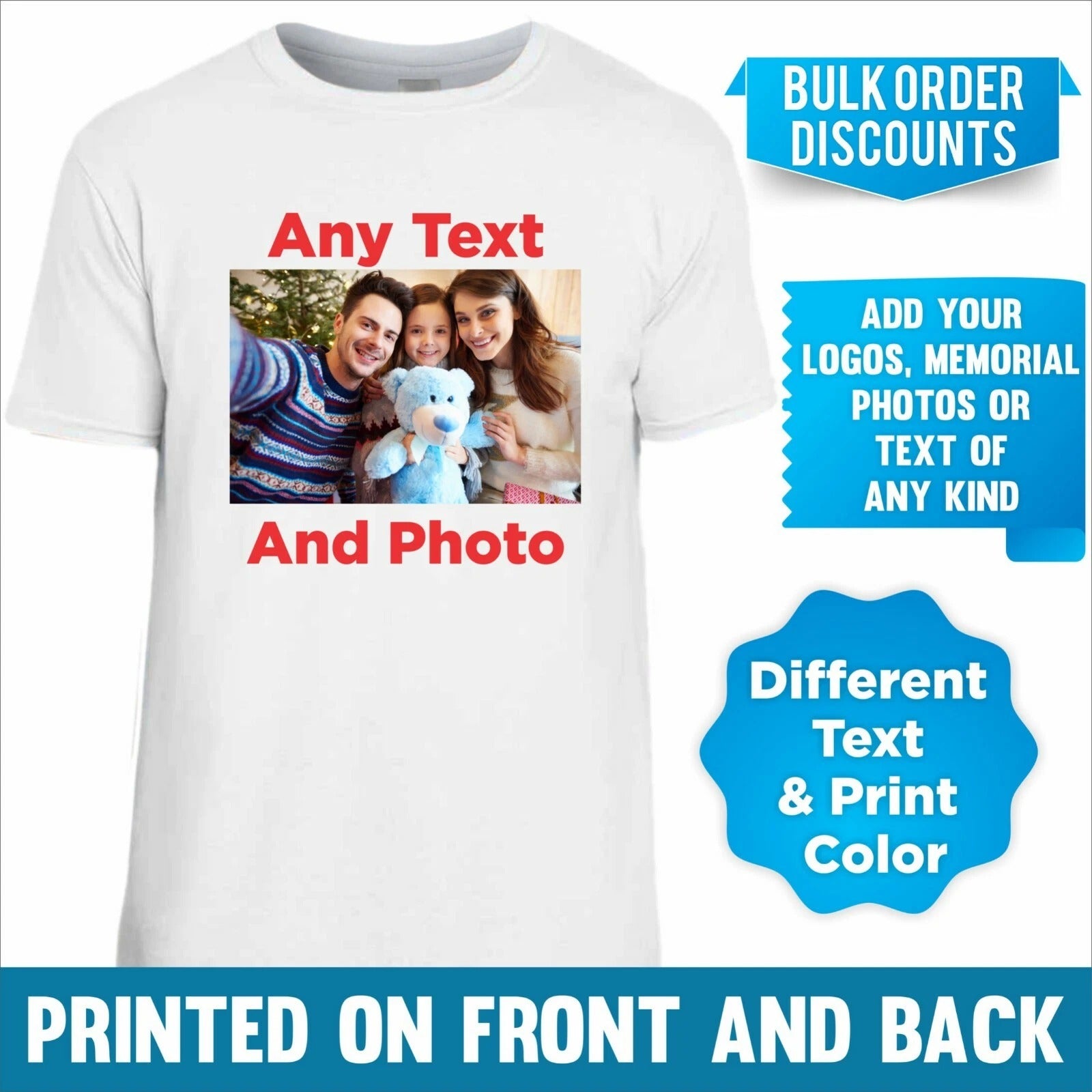 Personalised T-shirt Custom Your Image Printed Stag Hen Do Party Adults Kids Tee