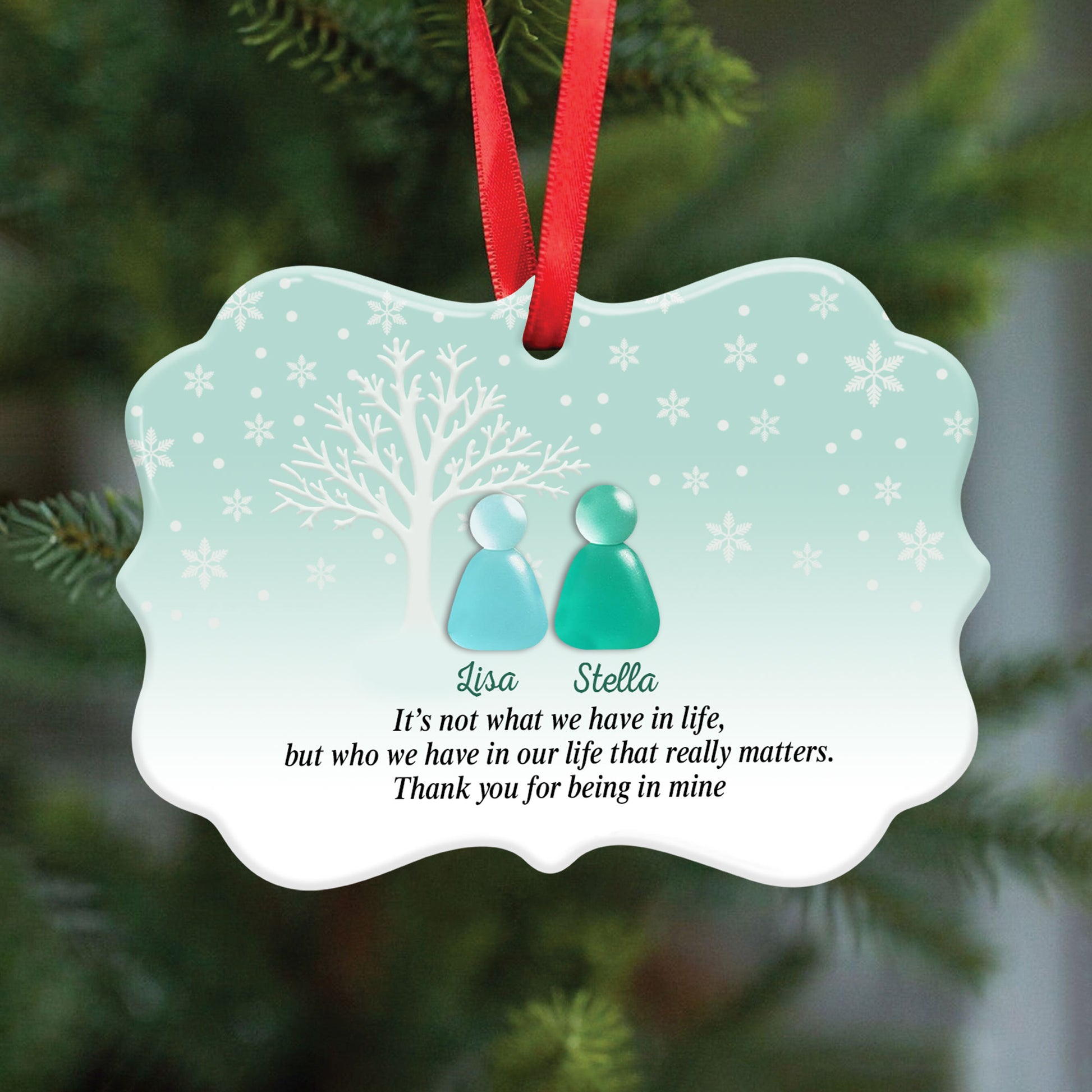 Personalized 2D Friendship Sea Glass Ceramic Ornament