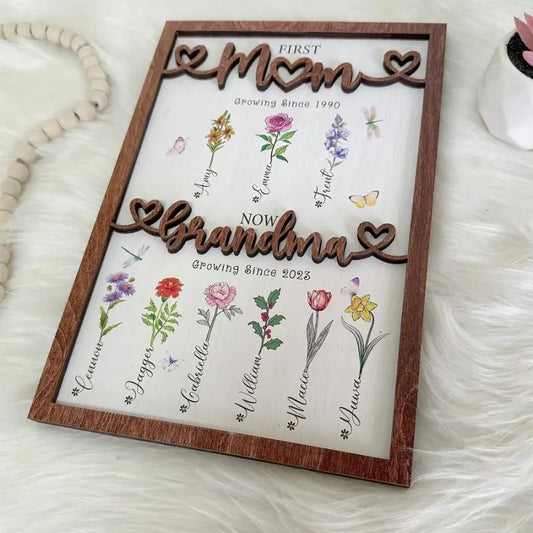Personalized Birth Month Flowers Mothers Day, Custom Grandma's Garden Wooden Sign, Gift For Mom, Gift For Grandma, Mother's Day Gift