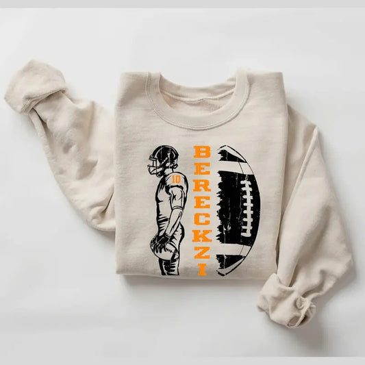 Personalized Football Sweatshirt - Adult Youth Team Name Football Player Tee - Football Cheerleader shirt - Football fan Sweater Menswear Hoodie Tops Pullover Casual Long Sleeve