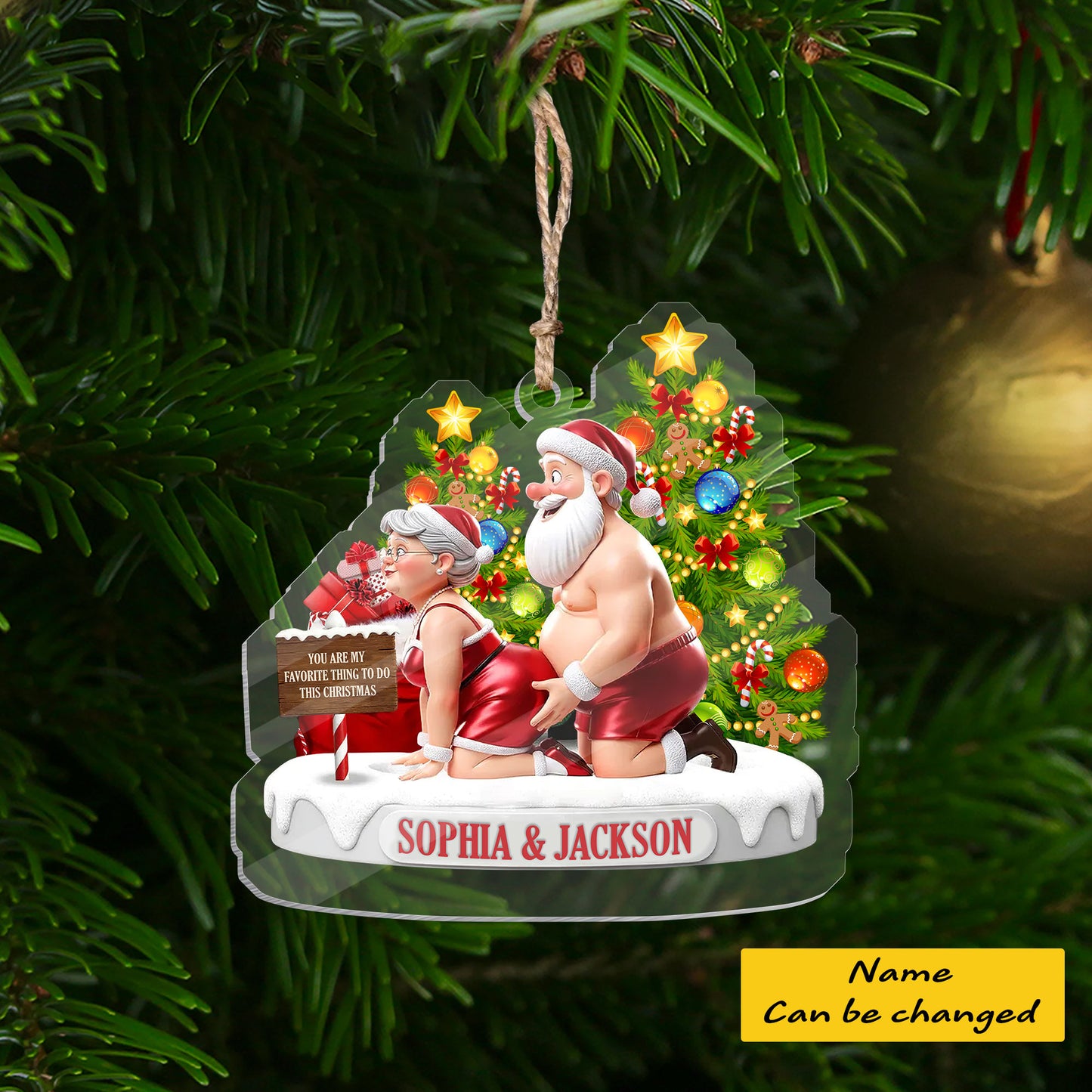 Personalized Funny Couple 2D Flat Ornament