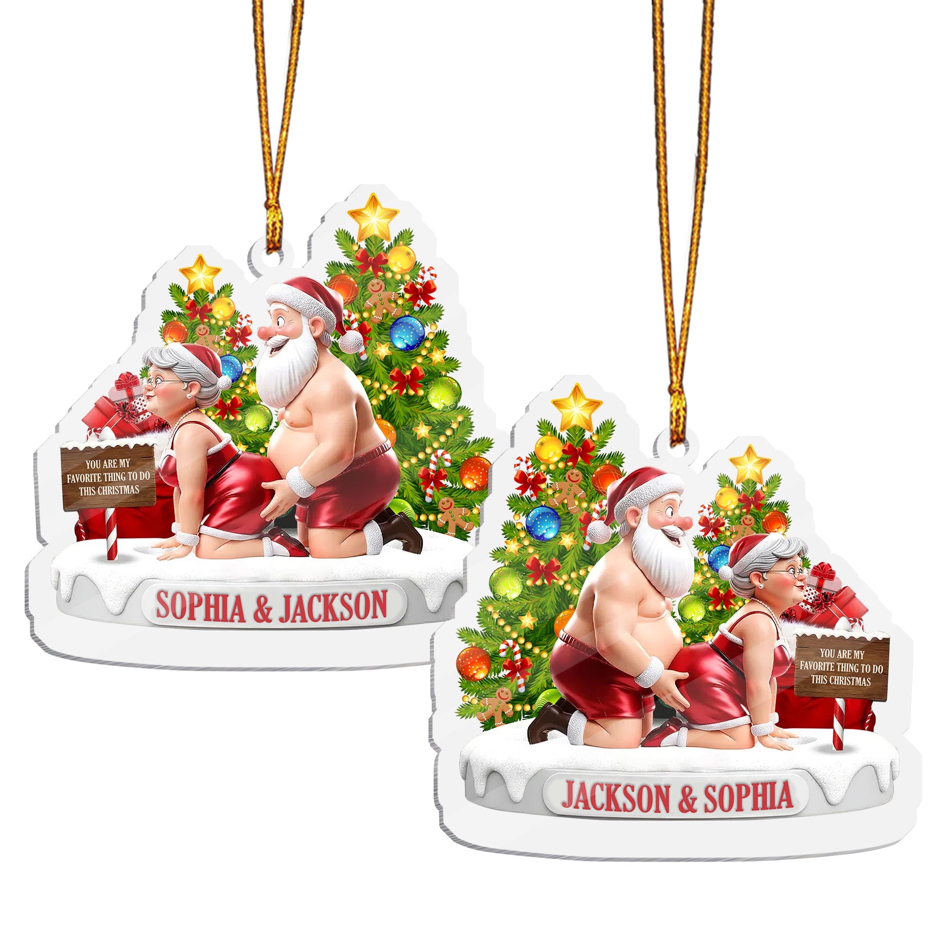 Personalized Funny Couple 2D Flat Ornament
