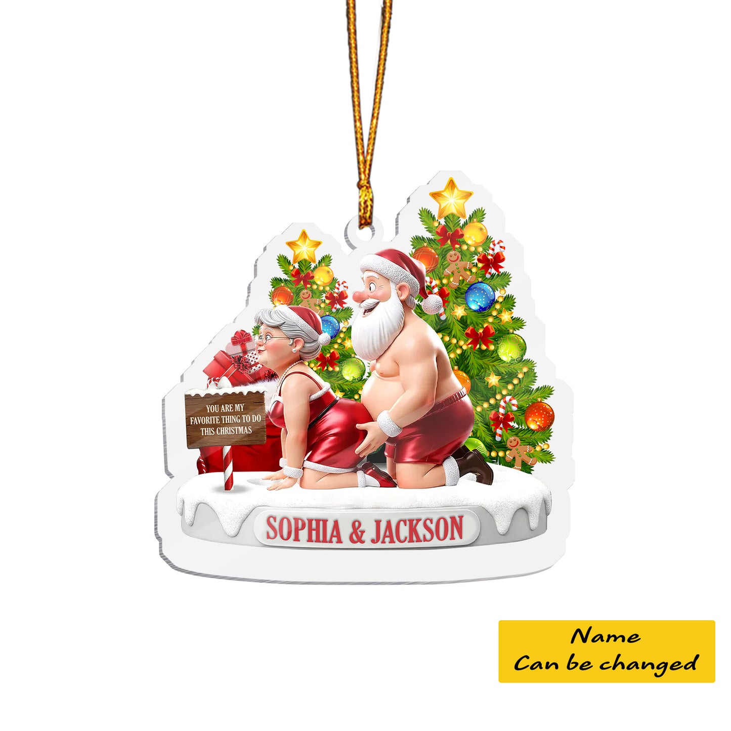 Personalized Funny Couple 2D Flat Ornament