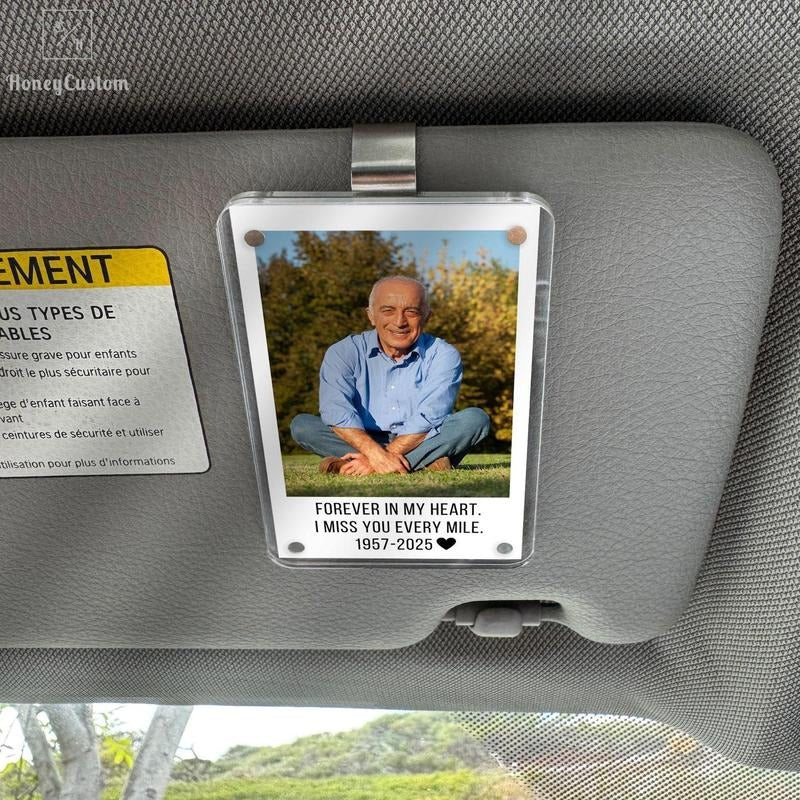 Personalized Memorial Car Visor Clip, Loss of Father Gift, Custom Remembrance Gift, Sympathy Gift for Loss of Dad, Grief Gift for Him