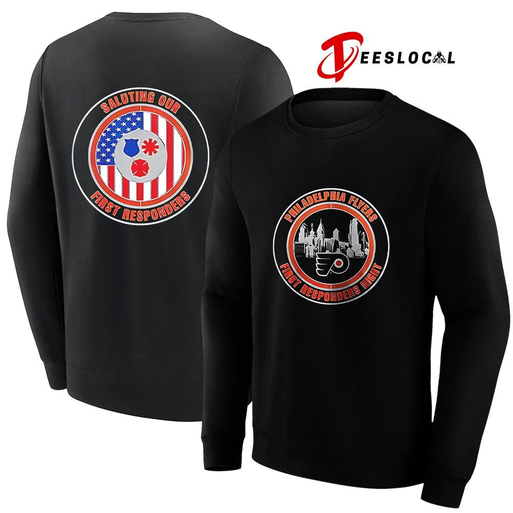 Philadelphia Flyers thank you firefighter saluting our first responders logo shirt