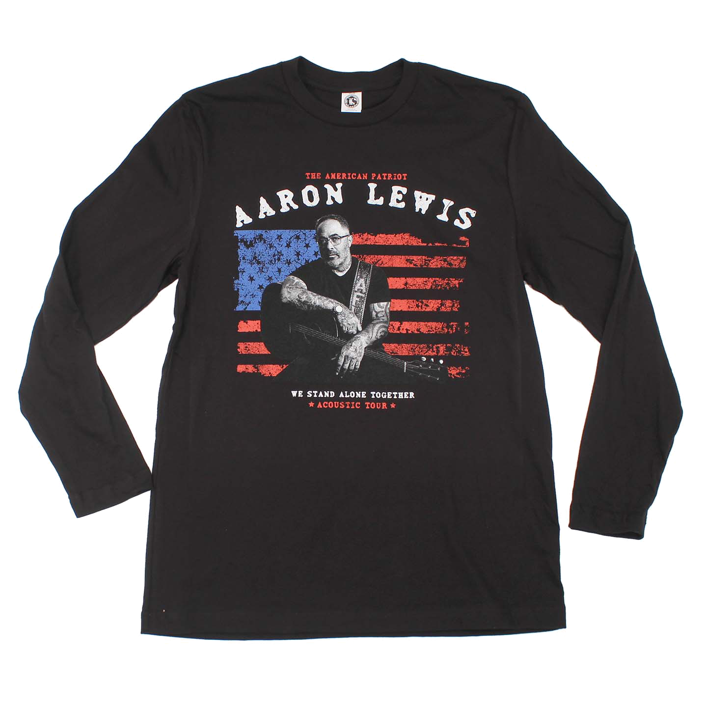 Aaron Lewis AFL Photo Flag Mens Long Sleeve T Shirt Black