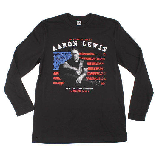 Aaron Lewis AFL Photo Flag Mens Long Sleeve T Shirt Black