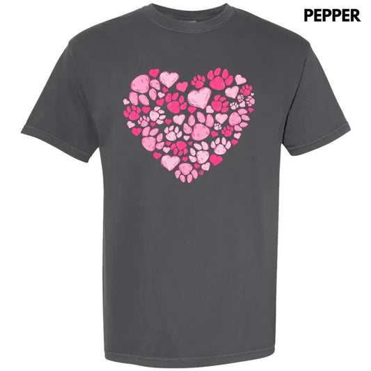 Pink Paw Heart Comfort Colors T-Shirt 'NLB'