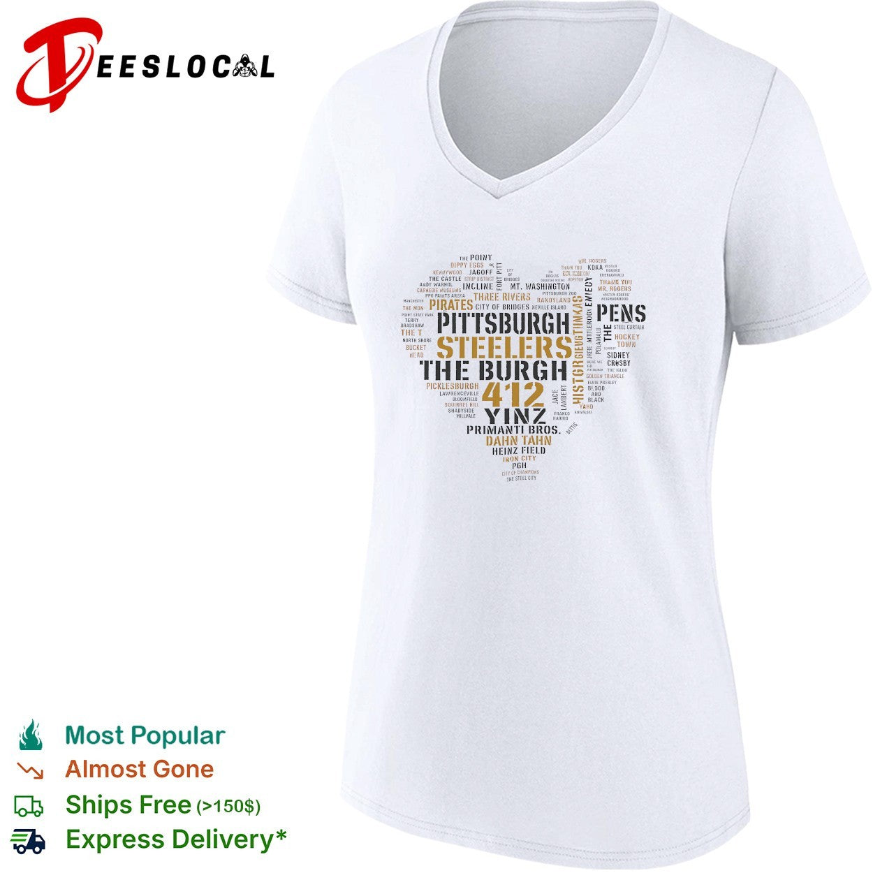 Pittsburgh heart word cloud shirt