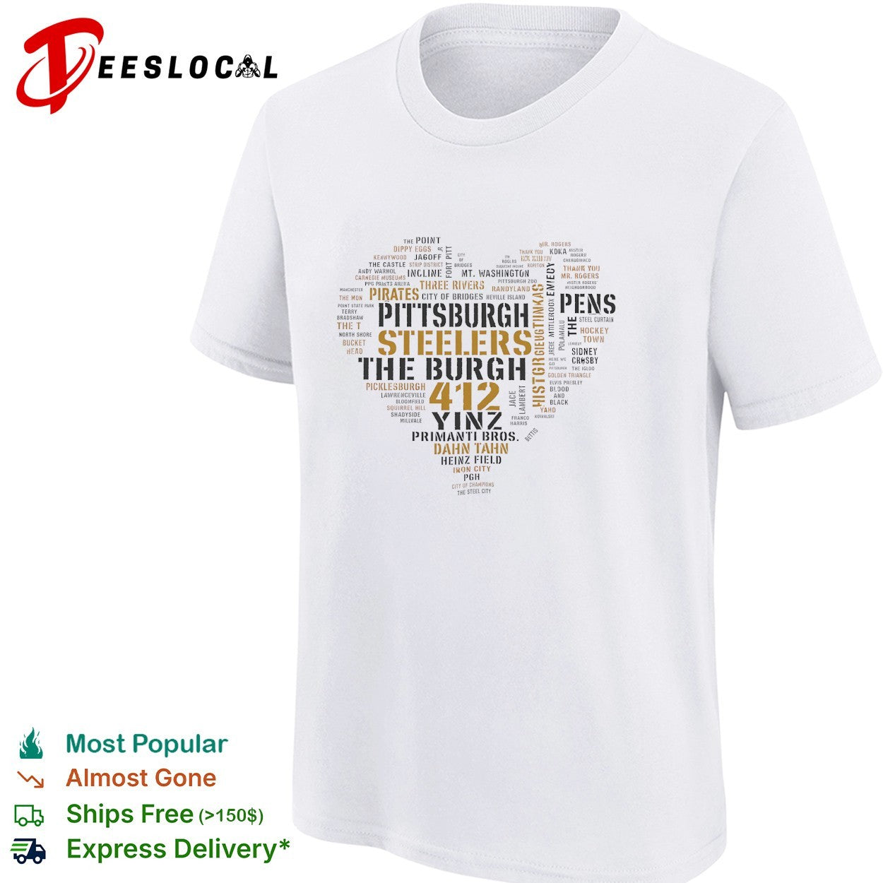 Pittsburgh heart word cloud shirt