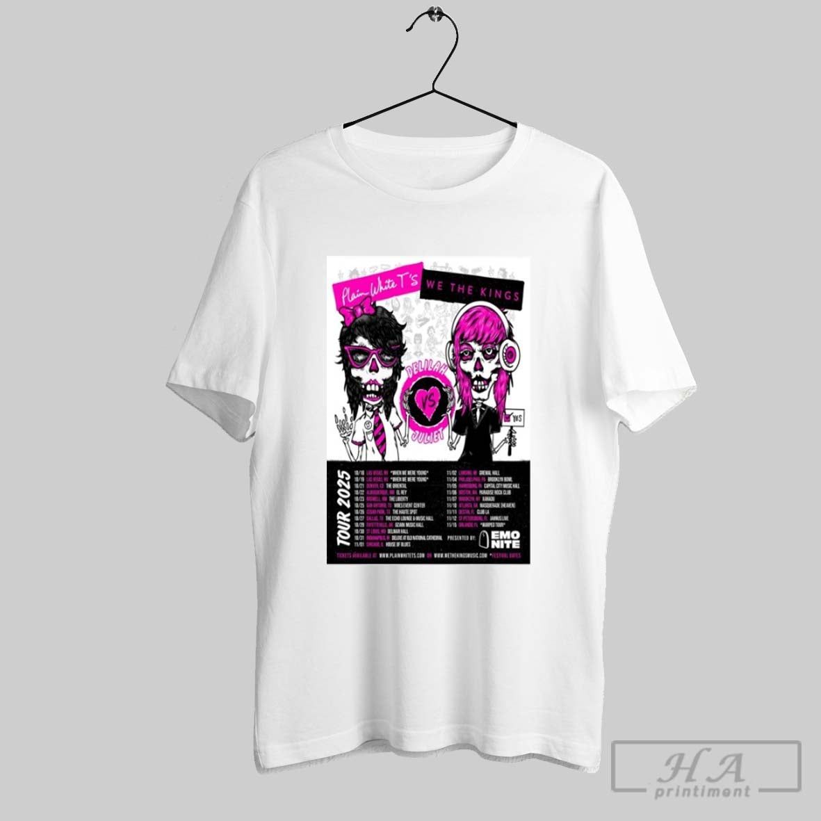 Plain White Ts We The Kings Delilah Vs Juliet Tour 2025 T Shirts