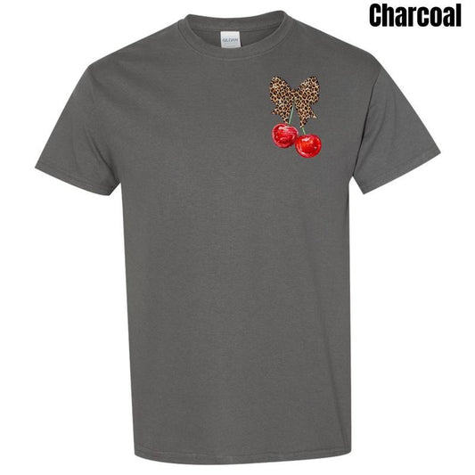 Pocket Size - Cheetah Bow Cherries Gildan Short Sleeve T-Shirt 'NLB'