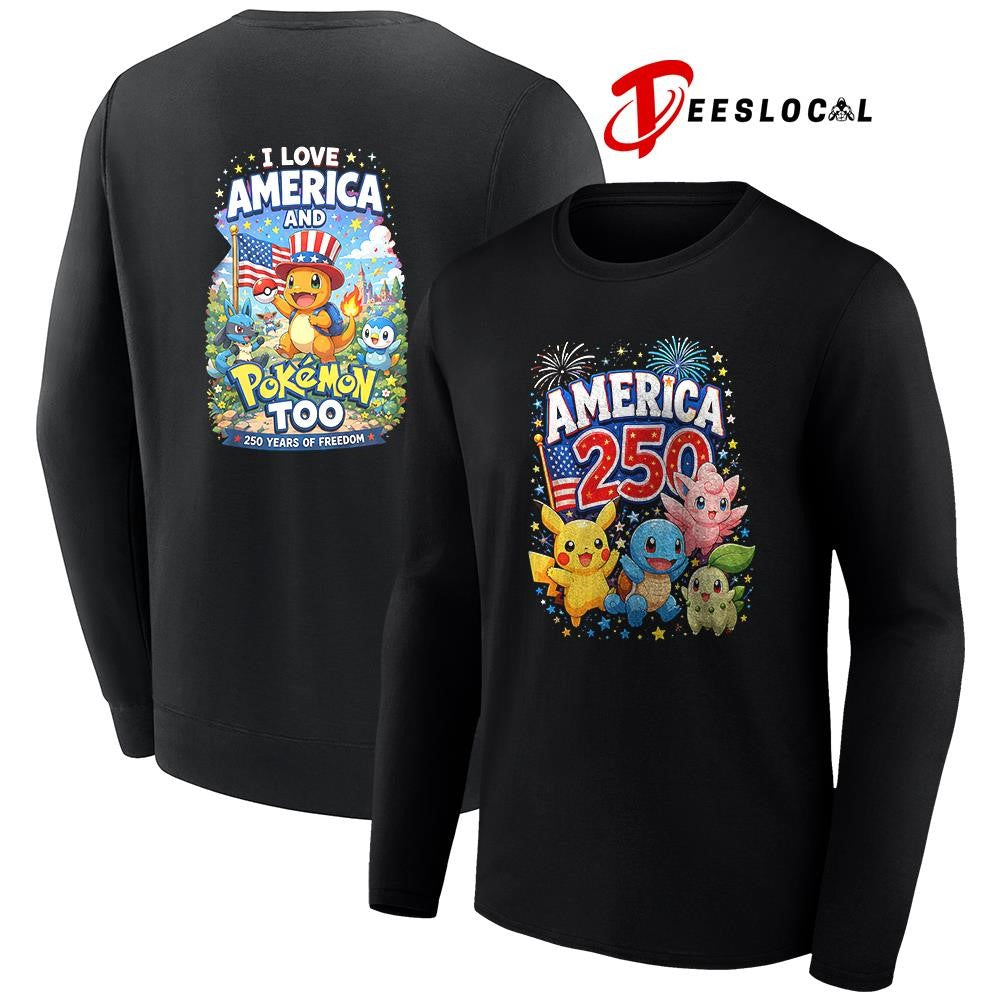 Pokemon I love America 250 years of freedom graphic shirt
