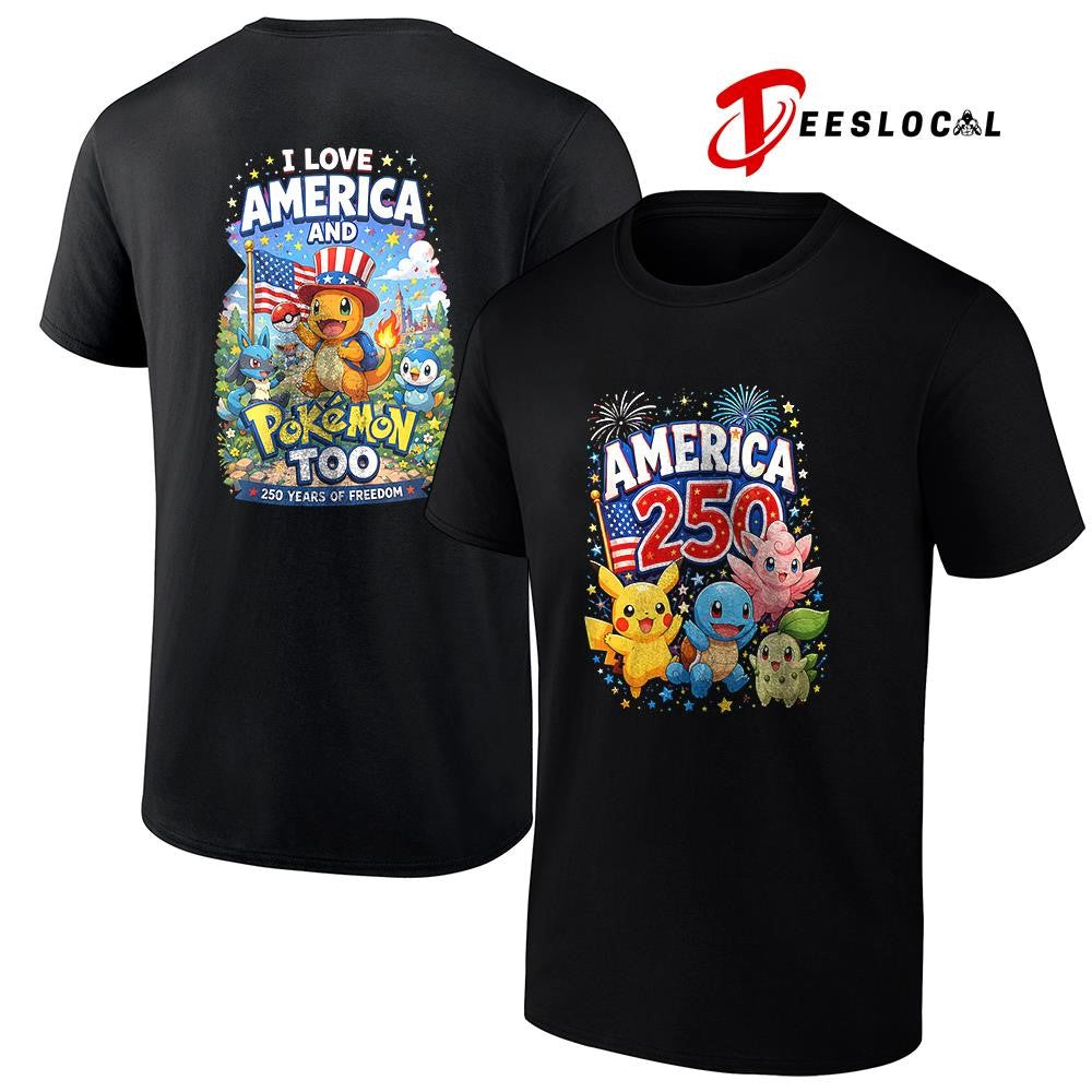 Pokemon I love America 250 years of freedom graphic shirt