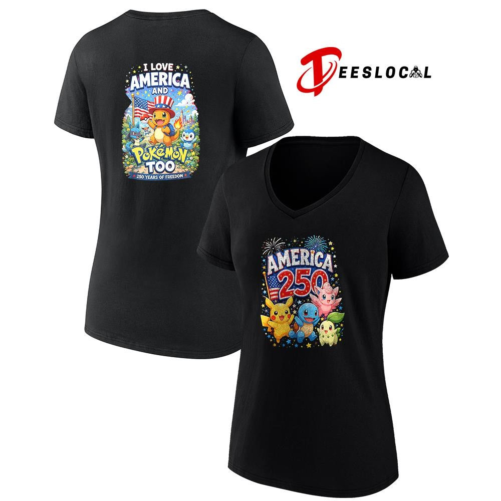 Pokemon I love America 250 years of freedom graphic shirt