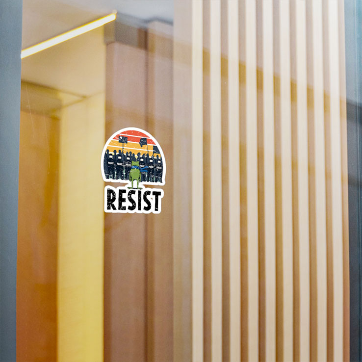 Portland Frog Protester Resist Sticker