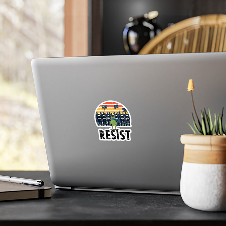 Portland Frog Protester Resist Sticker