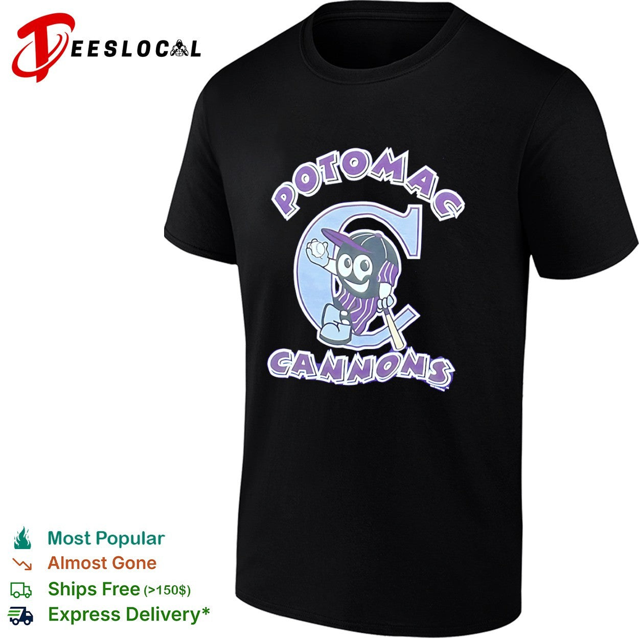 Potomac Cannons Baseball Minor League Team Logo Mascot Character shirt
