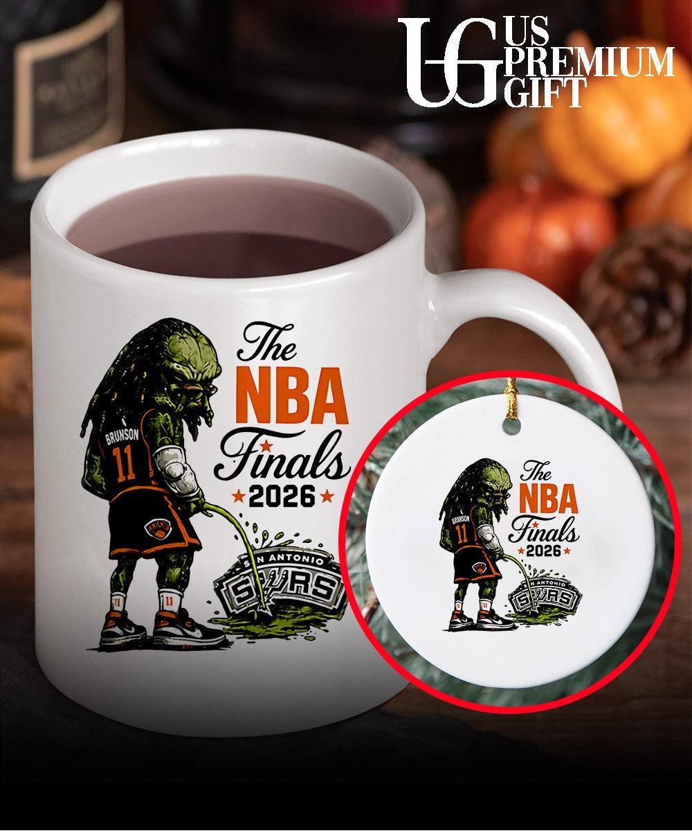 Predator Jalen Brunson peeing on San Antonio Spurs Finals 2026 cartoon shirt