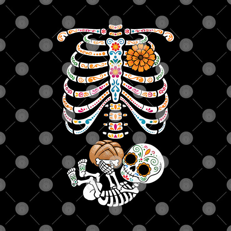 Pregnancy Skeleton Día De Los Muertos Belly Bump Shirt