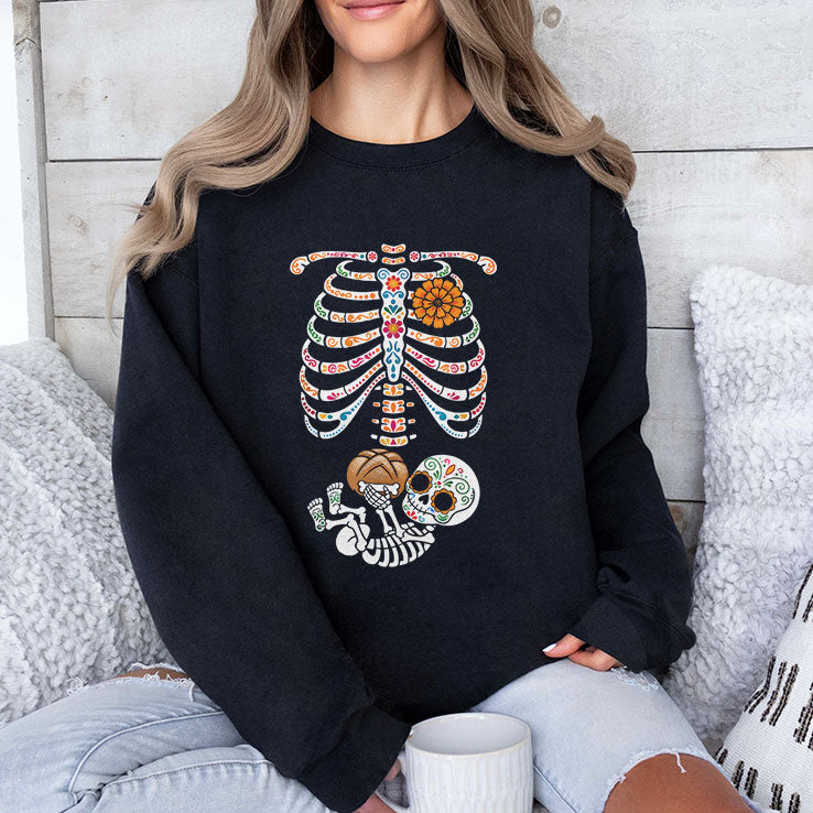 Pregnancy Skeleton Día De Los Muertos Belly Bump Shirt