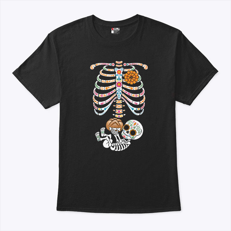 Pregnancy Skeleton Día De Los Muertos Belly Bump Shirt