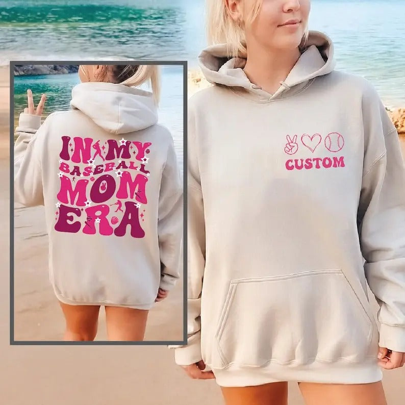 Premium  Custom Baseball Mom Sweatshirt & Hoodie, In My Baseball Mom Era, Baseball Lover , Game Day Sweater, Sport Mom...