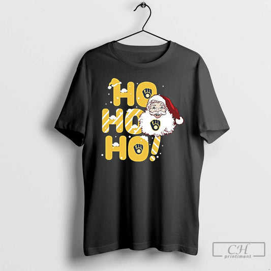 Premium 2025 Milwaukee Brewers Christmas Santa Ho Ho Ho T Shirts - clothing by TeeHivey.com