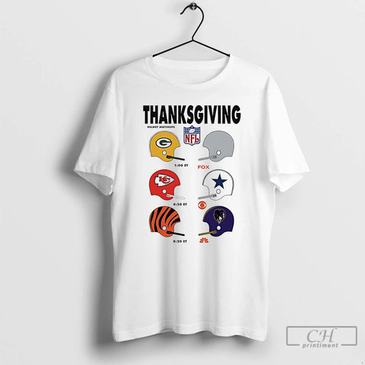 Premium 2025 Thanksgiving Football Helmet Matchups - clothing by TeeHivey.com