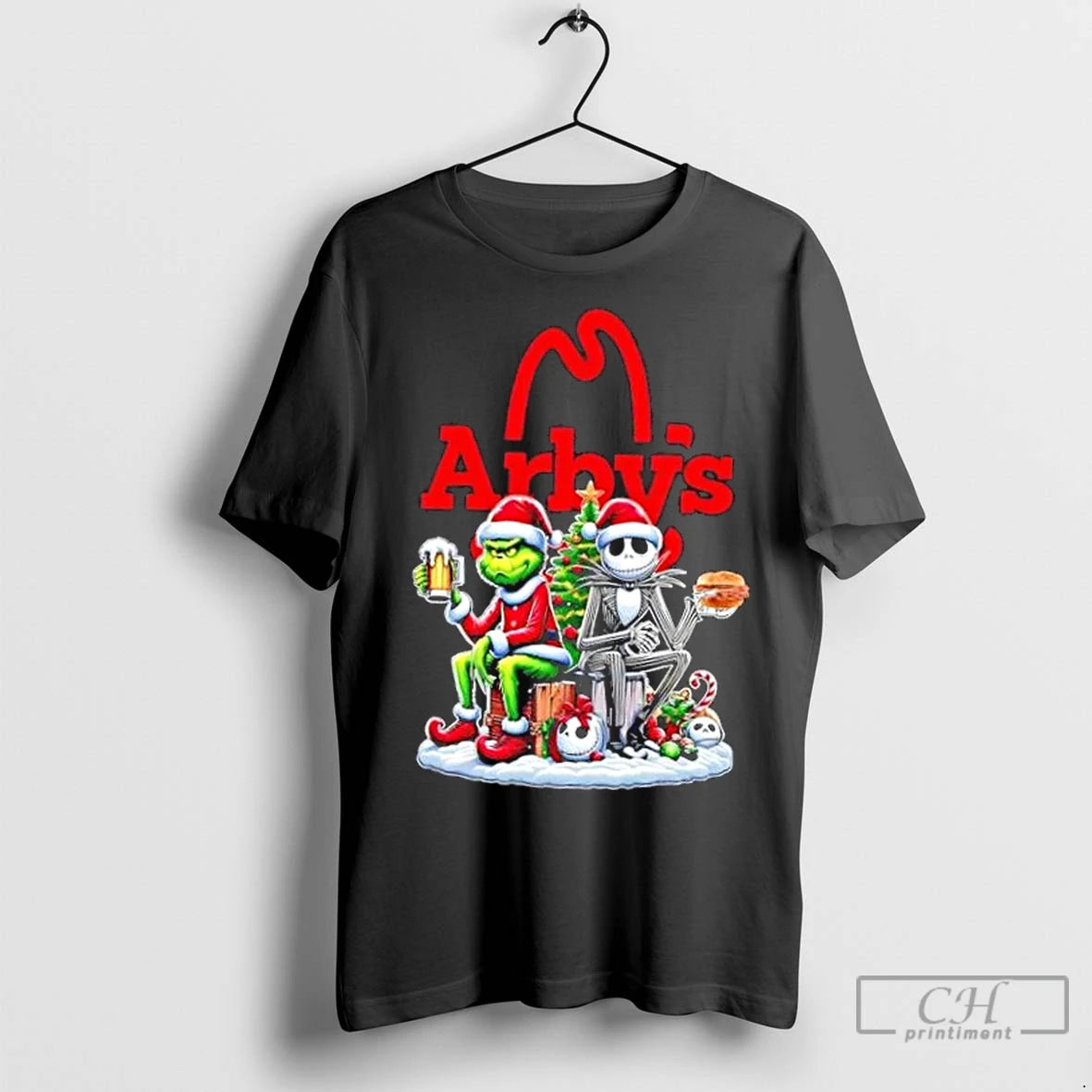 Premium Arbys X Grinch And Jack Skellington Unwilling Friends Merry Christmas - clothing by TeeHivey.com