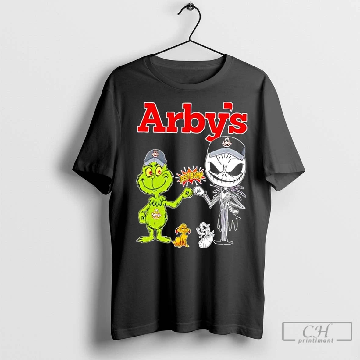 Premium Arbys X Grinch And Jack Skellington Fist Bump Uniwilling Friends - clothing by TeeHivey.com