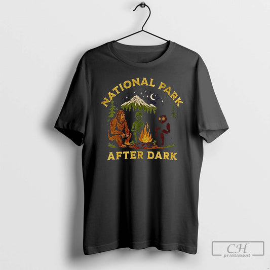 Premium Bigfoot Mothman Alien National Park After Dark - clothing by TeeHivey.com