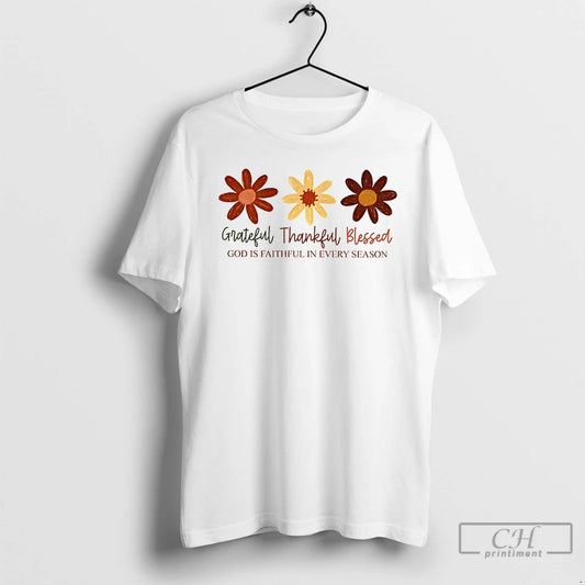 Premium Boho Fall Floral Christian Grateful Thankful Blessed God Is Faithful In Every Season - clothing by TeeHivey.com